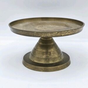 Brass Candle Holder‎ Pedestal Pilar Candle Stand Vtg Mukali Stool